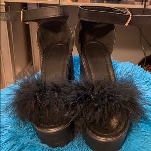 Furry platform heels